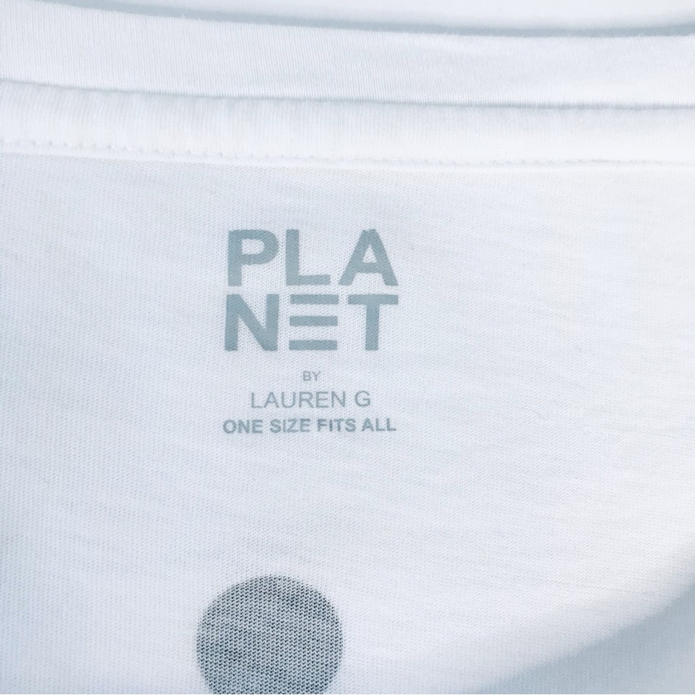 PLANET BY LAUREN G Dot Dot Dot Luxury Boxy T-Shirt White Black - Picture 12 of 13